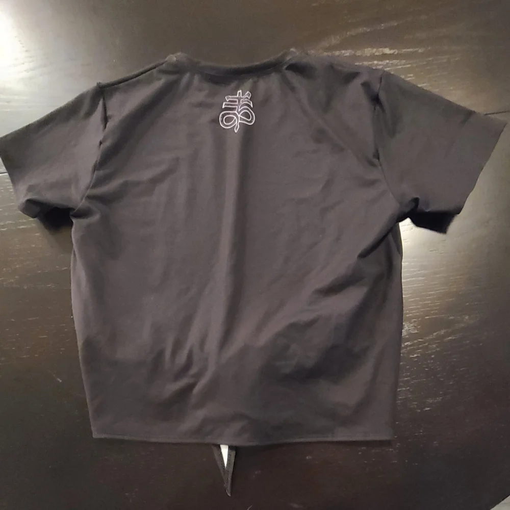 Blackmilk Tie Front Pentagram Skulls Tee, Black White, Small - Picture 2 of 5